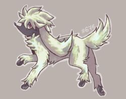  2016 3_toes ambiguous_feral ambiguous_gender black_body black_skin blue_eyelids blue_nose canid canine colored digital_drawing_(artwork) digital_media_(artwork) feet feral fluffy fluffy_ears fluffy_tail fur furfrou generation_6_pokemon grey_background grey_outline hi_res long_ears looking_at_viewer mammal neck_tuft nintendo number outline paws pokemon pokemon_(species) quadruped raised_leg red_eyes shaded shadnoir side_view simple_background solo tail toes tuft white_body white_ears white_fur white_tail 