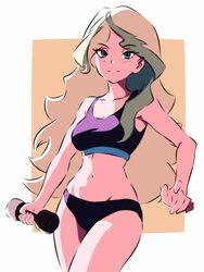  1girls b1iz4rd belly belly_button big_breasts blizzard_(artist) cabbage_hair clothed diana_cavendish female female_only green_hair hips large_breasts little_witch_academia nobility noble noblewoman studio_trigger tagme tagme_(artist) thighs thin tummy weightlifting weights working_out workout workout_clothes 