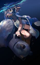  air_bubble bad_id bad_pixiv_id blue_hair bubble female goggles goggles_on_eyes highres ink_tank_(splatoon) inkling inkling_girl inkling_player_character long_hair nautilus_(splatoon) pointy_ears scuba_gear shirt snorkel snorkel_in_mouth solo splatoon_(series) splatoon_2 suction_cups tank_top tentacle_hair underwater urutora very_long_hair water white_shirt yellow_eyes 