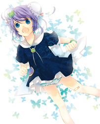  :o bad_id bad_pixiv_id bandaid bandaid_on_knee bandaid_on_leg blue_dress blue_eyes bracelet brooch bug bun_cover butterfly butterfly_background clover_hair_ornament double_bun dress dutch_angle female four-leaf_clover_hair_ornament hair_bun hair_ornament jewelry legs_apart mii_(popotan) open_mouth panties pantyshot pixiv_560985 popotan puffy_short_sleeves puffy_sleeves purple_hair short_dress short_hair short_sleeves solo standing striped_clothes striped_panties underwear 