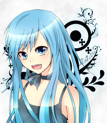  :d baniko_(37003700) blue_eyes blue_hair bluebell commentary_request dress female katekyo_hitman_reborn! long_hair open_mouth smile solo very_long_hair 