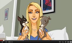  aerettberg blonde_hair blue_eyes canid canine canis chihuahua domestic_dog fake_screencap female greyhound group hair human human_focus hunting_dog italian_greyhound jennamarbles jewelry kermit_(jennamarbles) mammal marvel mr._marbles necklace not_furry_focus sighthound spider-man_(series) toy_dog youtube 