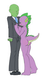  ?_face aged_up anon anthro blush bodily_fluids carniscorner clothed clothing dragon duo female friendship_is_magic fully_clothed hasbro human male mammal my_little_pony mythological_creature mythological_scalie mythology necktie nude rule_63 scalie simple_background spike_(mlp) sweat tail white_background 