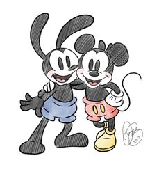  2017 4_fingers anthro barefoot black_eyes blush bottomwear bunny_ears_(gesture) clothed clothing diana_barron disney duo empty_eyes feet fingers fleischer_style_toon footwear gesture gloves hand_on_hip handwear lagomorph leporid looking_at_viewer male mammal mickey_mouse mouse murid murine open_mouth open_smile oswald_the_lucky_rabbit rabbit rodent round_ears shoes shorts signature simple_background small_tail smile tail toony topless white_background white_clothing white_gloves white_handwear 