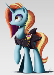  2015 absurd_res clothing digital_media_(artwork) dress equid equine female feral friendship_is_magic hasbro hi_res horn mammal my_little_pony mythological_creature mythological_equine mythology ncmares sassy_saddles_(mlp) simple_background solo unicorn yellow_eyes 