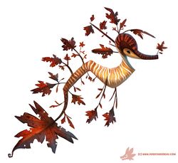  ambiguous_gender black_eyes digital_media_(artwork) digital_painting_(artwork) feral fish leaf leafy_seadragon marine piper_thibodeau seahorse simple_background solo syngnathid syngnathiform white_background 