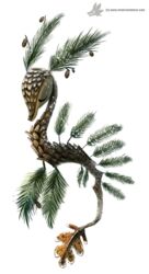  ambiguous_gender closed_eyes digital_media_(artwork) digital_painting_(artwork) feral fish flocking leaf leafy_seadragon marine pinecone piper_thibodeau seahorse simple_background solo syngnathid syngnathiform white_background 