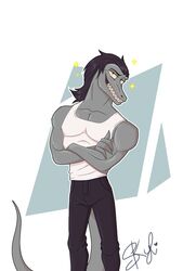  anthro clothing disney hair lizard male muscular muscular_anthro muscular_male pecs reptile scalie septarian sharp_teeth shirt skyli-wyvern smile solo star_vs._the_forces_of_evil tail tank_top teeth toffee_(svtfoe) topwear 