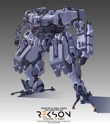  artist_name character_name copyright_name front_mission gradient_background highres mecha no_humans open_hand ranguage recson robot science_fiction solo standing yakutatazu_no_nikita 