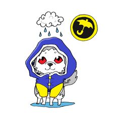  canine coat happy hood koromaru megami_tensei persona persona_3 rain red_eyes shin_megami_tensei 