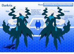  2015 alternate_color big_breasts black_body black_skin blue_body blue_lips blue_sclera blue_skin breasts clothed clothing darkrai darkria english_text fan_character female generation_4_pokemon hair humanoid latiar legendary_pokemon lips long_hair male model_sheet navel nintendo not_furry pokemon pokemon_(species) rule_63 solo text white_eyes white_hair 