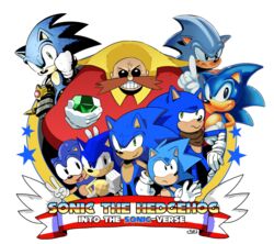  2019 adventures_of_sonic_the_hedgehog alpha_channel anthro ballad-of-gilgalad black_eyes black_nose blue_body blue_fur bunny_ears_(gesture) chaos_emerald classic_eggman classic_sonic classic_sonic_(universe) clothing dr._eggman english_text eulipotyphlan fist fleetway_comics frown fur gem gesture gloves green_eyes grin group hand_gesture handwear hedgehog holding_gem holding_object human kerchief looking_at_viewer male mammal marvel neckerchief parody past_meets_present raised_finger red_clothing sega simple_background smile sonic_and_the_black_knight sonic_boom sonic_storybook_series sonic_the_comic sonic_the_fighters sonic_the_hedgehog sonic_the_hedgehog_(comics) sonic_the_hedgehog_(series) speech_scroll spider-man:_spider-verse spider-man_(series) square_crossover star text transparent_background v_sign white_clothing white_gloves white_handwear wraps 