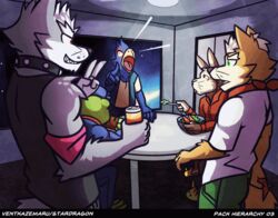  anthro ass canid canine canis collar dialogue eye_patch eyewear falco_lombardi fox fox_mccloud group kerchief male mammal neckerchief nintendo pack_hierarchy peppy_hare slideshow slippy_toad star_fox text ventkazemaru whiskers wolf wolf_o&#039;donnell 