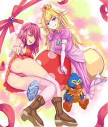  ass boots crossover doll final_fantasy final_fantasy_5 gem geno lenna_charlotte_tycoon mario_(series) mushroom princess_peach smile st_on super_mario_bros. super_mario_rpg 