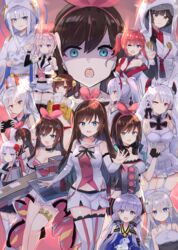  6+girls :d :o ;d absurdres alternate_costume antenna_hair aqua_eyes ayanami_(azur_lane) azur_lane bad_id bad_pixiv_id baozi bare_shoulders bikini black_gloves black_hair black_necktie black_ribbon black_thighhighs blue_eyes blush bottle breasts brown_hair choker closed_mouth collarbone commentary detached_sleeves dress drinking eating fingerless_gloves food fortune_(azur_lane) garter_straps gloves hair_between_eyes hair_ornament hair_over_shoulder hair_rings hairband hand_up headphones headphones_around_neck highres holding holding_bottle holding_food holding_mask hood japanese_clothes jewelry kaga_(azur_lane) kaga_(sacred_blue_lily)_(azur_lane) kanzashi kimono kizuna_ai kizuna_ai_(a.i._games) kizuna_ai_(anniversary) kizuna_ai_(elegant) kizuna_ai_inc. lace lace-trimmed_legwear lace_trim laffey_(azur_lane) large_breasts long_hair long_sleeves looking_at_viewer machinery mask medium_breasts midriff_peek mole mole_on_breast multicolored_hair multiple_girls navel necktie nonon_(xenonbot) off_shoulder official_alternate_costume one_eye_closed open_mouth parted_lips ping_hai_(azur_lane) ping_hai_(summer_vacation)_(azur_lane) pink_hair pleated_dress prinz_eugen_(azur_lane) prinz_eugen_(symphonic_fate)_(azur_lane) profile purple_eyes purple_hair red_bikini red_eyes red_hair retrofit_(azur_lane) ribbon ring san_diego_(azur_lane) saratoga_(azur_lane) saratoga_(virtual_idol)_(azur_lane) shaded_face shirt short_shorts shorts shoukaku_(azur_lane) sidelocks smile stomach streaked_hair swimsuit takao_(azur_lane) takao_(sakura_hanami)_(azur_lane) thigh_strap thighhighs torpedo_launcher turret twintails two_side_up unicorn_(azur_lane) unworn_mask v-shaped_eyebrows virtual_youtuber visor_cap wataboushi wedding_dress white_dress white_garter_straps white_hair white_kimono white_shirt white_shorts white_thighhighs wing_collar zettai_ryouiki 