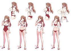  adapted_costume alternate_costume arm_at_side ass back back_cutout bare_legs bare_shoulders bikini breasts brown_eyes casual_one-piece_swimsuit choker circlet cleavage closed_mouth clothing_cutout collarbone commentary_request covered_navel crop_top cropped_legs fan_la_norne female from_behind full_body gem hand_up long_hair looking_at_viewer medium_breasts mismatched_bikini misu_kasumi multiple_views navel one-piece_swimsuit parted_bangs ponytail profile red_bikini red_choker red_one-piece_swimsuit ribbon-trimmed_bikini ribbon-trimmed_swimsuit ribbon_trim sandals see-through short_sleeves shoulder_blades side-tie_bikini_bottom sidelocks simple_background smile standing swimsuit variations white_background white_bikini white_footwear white_one-piece_swimsuit xenoblade_chronicles_(series) xenoblade_chronicles_2 xenoblade_chronicles_2:_torna_-_the_golden_country 