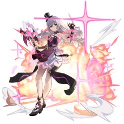  bare_legs bronya_zaychik bronya_zaychik_(herrscher_of_reason) explosion female full_body gloves grey_eyes grey_hair hair_between_eyes hat holding honkai_(series) honkai_impact_3rd long_hair mini_hat official_art solo standing third-party_source top_hat transparent_background 