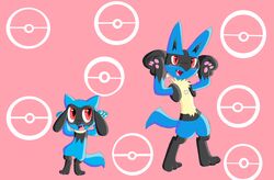 3_fingers 3_toes ambiguous_gender anthro arm_markings belly belly_tuft big_ears big_eyes black_body black_ears black_face black_fur black_markings blue_belly blue_body blue_ears blue_face blue_fur blue_tail blush canid canine caramelldansen chest_markings chest_tuft cute_fangs dancing duo evolutionary_family facial_markings fangs feet fingers fluffy fluffy_tail front_view full-length_portrait fur fur_markings fur_tuft generation_4_pokemon glistening glistening_eyes gloves_(marking) happy head_markings hi_res larger_ambiguous larger_anthro leg_markings long_ears looking_aside looking_at_another looking_at_viewer looking_forward lucario mammal markings mask_(marking) meme monotone_belly monotone_tail multicolored_body multicolored_ears multicolored_face multicolored_fur multicolored_markings neck_tuft nintendo open_mouth open_smile pawpads paws pink_background pink_pawpads pink_tongue pokeball pokeball_background pokemon pokemon_(species) portrait prick_ears pupils red_eyes riolu shadow sharp_teeth simple_background size_difference slim slit_pupils small_waist smaller_ambiguous smaller_anthro smile snout socks_(marking) standing tail teeth toes tongue tuft two_tone_ears two_tone_face two_tone_markings unknown_artist yellow_belly yellow_body yellow_fur yellow_markings yellow_pawpads