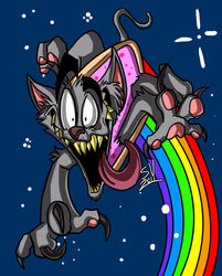 2011 ambiguous_gender domestic_cat fatalsyndrome felid feline felis food food_creature fur grey_body grey_fur hybrid mammal meme nyan_cat nyan_cat_(copyright) open_mouth pop-tarts rainbow rainbow_trail solo space tail teeth tongue tongue_out year yellow_teeth