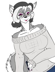 2013 amanda_(nuar_come_mundos) anthro big_breasts breasts canid canine canis clothed clothing domestic_dog female husky mammal mature_anthro mature_female nordic_sled_dog nuar_come_mundos solo spitz teacher