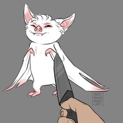  1:1 anthro astarion_(baldur&#039;s_gate) baldur&#039;s_gate baldur&#039;s_gate_3 bat batstarion bioware dungeons_and_dragons electronic_arts fangs feral feralized fur hasbro knife knife_cat leaf-nosed_bat male mammal meme microbat onehandedbndt red_eyes redraw smug solo teeth vampire_bat white_body white_fur wings wizards_of_the_coast yangochiropteran 