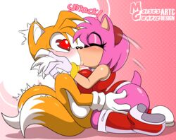  2023 absurd_res amy_rose anthro anthro_on_anthro ass big_breasts big_butt blush boots breast_squish breasts butt_grab canid canine closed_eyes clothing dipstick_tail duo eulipotyphlan female footwear fox french_kissing hand_on_butt hand_on_head heart_eyes heart_symbol hedgehog hi_res kiss_on_lips kissing leg_grab male male/female mammal markings moisesgrafic onomatopoeia sega short_stack signature sonic_the_hedgehog_(series) sound_effects squish surprised_expression tail tail_markings tails text thigh_grab wide_eyed 