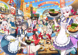  6+boys 6+girls abigail_williams_(fate) aesc_(fate) altera_(fate) altera_the_santa_(fate) anastasia_(fate) apron arash_(fate) artoria_caster_(fate) artoria_pendragon_(fate) ashiya_douman_(fate) assassin_(fate/zero) baobhan_sith_(fate) barghest_(fate) black_hair blue_dress blue_eyes blue_sky blush breasts brown_eyes bun_cover cernunnos_(fate) chloe_von_einzbern cleavage cleavage_cutout clothing_cutout cnoc_na_riabh_(fate) double_bun dress earrings fate/grand_order fate/grand_order_arcade fate/kaleid_liner_prisma_illya fate/samurai_remnant fate/zero fate_(series) feline female_assassin_(fate/zero) florence_nightingale_(fate) florence_nightingale_(santa)_(fate) food fou_(fate) frankenstein&#039;s_monster_(christmas)_(fate) frankenstein&#039;s_monster_(fate) fuuma_kotarou_(fate) geirskogul_(fate) gilgamesh_(fate) gloves gold_trim goredolf_musik gray_(fate) hair_bun hair_ribbon hassan_of_serenity_(fate) helena_blavatsky_(christmas)_(fate) helena_blavatsky_(fate) hephaestion_(fate) highres hildr_(fate) illyasviel_von_einzbern iskandar_(fate) jeancle_abel_meuniere jeanne_d&#039;arc_alter_santa_lily_(fate) jewelry kama_(fate) karna_(fate) karna_(santa)_(fate) large_breasts leonardo_da_vinci_(fate) leonardo_da_vinci_(rider)_(fate) long_hair looking_at_viewer lord_el-melloi_ii lord_el-melloi_ii_case_files martha_(fate) martha_(santa)_(fate) mash_kyrielight medb_(fate) miyamoto_iori_(fate) miyamoto_musashi_(fate) miyu_edelfelt multiple_boys multiple_girls nagakura_shinpachi_(fate) nagao_kagetora_(fate) noodles oda_nobukatsu_(fate) oda_nobunaga_(fate) oda_nobunaga_(koha-ace) ogasawara_kaya okita_souji_(fate) okita_souji_(koha-ace) olrun_(fate) open_mouth ortlinde_(fate) pantyhose ptolemy_(fate) puffy_short_sleeves puffy_sleeves purple_dress quetzalcoatl_(fate) quetzalcoatl_(samba_santa)_(fate) ramen red_dress red_eyes redrop revision ribbon rindr_(fate) robin_hood_(fate) saika_magoichi_(fate) saitou_hajime_(fate) santa_alter sen_no_rikyu_(fate) short_hair short_sleeves sky small_breasts smile sugitani_zenjubou_(fate) suzuka_gozen_(fate) suzuka_gozen_(santa)_(fate) table takeda_shingen_(fate) tezcatlipoca_(fate) thrud_(fate) uesugi_kenshin_(fate) valkyrie_(fate) wandjina_(fate) waver_velvet white_apron white_gloves white_hair xu_fu_(fate) xu_fu_(spare_the_idle_talk)_(fate) yagyuu_munenori_(fate) yamato_takeru_(fate) 