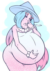  absurd_res anthro belly big_belly breasts darlondemonic emily_(blumon) fan_character female generation_8_pokemon hatterene hi_res huge_belly humanoid hyper hyper_belly hyper_pregnancy nintendo pokemon pokemon_(species) pregnant pregnant_anthro pregnant_female solo 