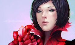  aion artist_name bad_deviantart_id bad_id black_hair chanter_(aion) felice female green_eyes photoshop_(medium) portrait realistic short_hair solo 