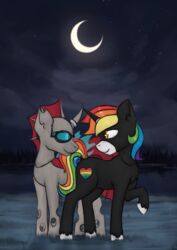  2017 arthropod changeling cloudburst digital_media_(artwork) duo equid equine fan_character feral friendship_is_magic full-length_portrait hasbro heart_on_body heart_symbol hi_res horn male mammal marsminer moon my_little_pony mythological_creature mythological_equine mythology night portrait rainbow_heart rainbow_heart_(character) romantic romantic_ambiance romantic_couple sky star starry_sky unicorn 