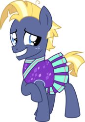  absurd_res alpha_channel blonde_hair blue_eyes cheerleader cheerleader_outfit clothed clothing crossdressing equid equine feral freckles friendship_is_magic hair hasbro hi_res horse male mammal my_little_pony peternators pony smile solo star_tracker_(mlp) 