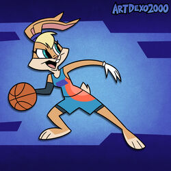  1:1 absurd_res action_pose anthro artdexo2000 ball basketball basketball_(ball) basketball_jersey basketball_uniform blonde_hair buckteeth clothing drop_shadow female gloves hair handwear hi_res lagomorph leporid lola_bunny looney_tunes mammal outline pose rabbit scut_tail short_tail solo space_jam space_jam:_a_new_legacy sport sportswear tail teeth toony tune_squad_outfit tune_squad_outfit_(2021) uniform warner_brothers white_clothing white_gloves white_handwear 