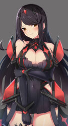  alternate_color bare_legs bare_shoulders breasts chest_jewel cleavage cleavage_cutout clothing_cutout dark_persona dress earrings female highres jewelry large_breasts long_hair maza_kisuke mythra_(xenoblade) short_dress solo super_smash_bros. swept_bangs thigh_strap tiara very_long_hair xenoblade_chronicles_(series) xenoblade_chronicles_2 yellow_eyes 