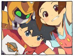  amazake_arika black_eyes black_hair brown_eyes brown_hair female green_eyes medarot metabee poo_(donkan_gokko) robot teeth tenryou_ikki 