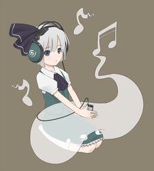  digital_media_player female hands headphones hitodama ipod konpaku_youmu konpaku_youmu_(ghost) seiza sitting solo torque touhou 