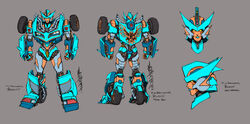  alex_milne autobot blue_lips character_name clenched_hands close-up commentary concept_art copyright_name english_commentary female grey_background highres holding mecha multiple_views no_humans official_art pontiac pontiac_firebird production_art reference_sheet robot standing sword terminator_(series) the_terminator transformers transformers_vs._the_terminator velocity_(transformers) weapon yellow_eyes 