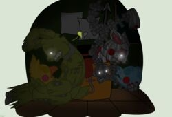  2016 animatronic avj_(artist) canid canine five_nights_at_freddy&#039;s five_nights_at_freddy&#039;s_2 five_nights_at_freddy&#039;s_3 fox glowing glowing_eyes hi_res lagomorph leporid machine mammal phantom_mangle_(fnaf) rabbit robot scottgames springtrap_(fnaf) 