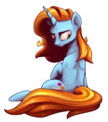  2015 absurd_res alpha_channel cutie_mark equid equine female feral friendship_is_magic hair hasbro hi_res horn inlucidreverie looking_back mammal my_little_pony mythological_creature mythological_equine mythology orange_hair sassy_saddles_(mlp) simple_background sitting solo transparent_background unicorn 