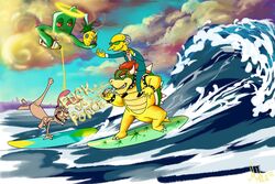  3:2 alcohol anthro beach beverage bong bowser cloud drugs elderly_male english_text eyewear food fruit fuck_the_police group gumby halo hi_res human koopa male mammal marijuana mario_bros mokka_(artist) montgomery_burns nickelodeon nintendo old on_drugs pineapple plant ren_and_stimpy ren_h&ouml;ek scalie sea seaside signature smoke smoke_from_nose spongebob_squarepants substance_intoxication sunglasses surfboard surfing text the_simpsons water wave what 