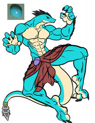  3_toes abs american_mythology anthro black_claws black_sclera black_spikes blue_body blue_scales bottomwear chest_scar claws clothing feet hi_res legged_snake loincloth male mesoamerican_mythology muscular muscular_anthro muscular_male mythology purple_eyes purple_sclera reptile scales scalie scar shen_fn_woo shen_fuckin_woo snake solo tan_body tan_scales toes turquoise_scales xiuhcoatl_(laziestsloth) 