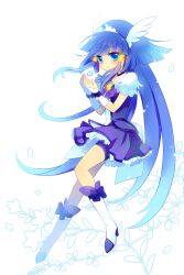  aoki_reika bad_id bad_pixiv_id bike_shorts bike_shorts_under_skirt blue_eyes blue_hair blue_skirt blue_theme boots cure_beauty female flower hair_ornament head_wings heart high_heels ice knee_boots long_hair magical_girl miyu_(matsunohara) precure shoes skirt smile smile_precure solo white_background wings 