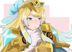  alternate_costume alternate_hairstyle armor blonde_hair blue_eyes blue_hair breastplate earrings elbow_gloves female fire_emblem fire_emblem_heroes fjorm_(fire_emblem) fjorm_(ice_ascendant)_(fire_emblem) fur_collar gloves gradient_hair hair_between_eyes hair_ornament hand_on_own_chin jewelry long_hair looking_away multicolored_hair official_alternate_costume parted_lips rem_(eyes_410) shoulder_armor sidelocks solo teeth tiara two-tone_hair upper_body white_gloves 