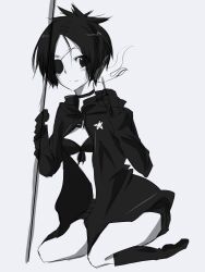  black_rock_shooter chrome_dokuro cosplay crossover eyepatch katekyo_hitman_reborn! monochrome sakuragi_ren vocaloid 