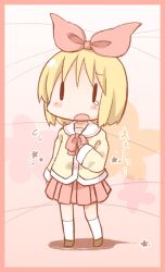  annaka_haruna bad_id bad_nicoseiga_id blonde_hair blush blush_stickers bow chibi daitirumoesu female hairbow nichijou open_mouth school_uniform short_hair skirt solo tears tokisadame_school_uniform |_| 