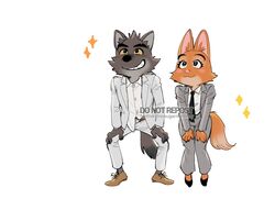  2022 anthro black_lips canid canine canis diane_foxington digital_media_(artwork) dreamworks duo eyebrow_piercing facial_piercing female fluffy fox fox_tail fur grey_body grey_fur lips male mammal mr._wolf_(the_bad_guys) nosugarnohoney orange_body orange_fur piercing red_fox simple_background smile tagme the_bad_guys true_fox wolf wolf_tail 