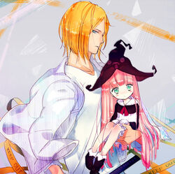  angela_leon blode_hair blonde_hair hat long_hair mifune pink_hair short_hair soul_eater witch_hat 