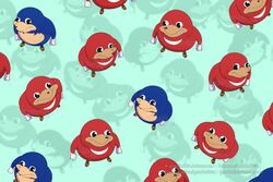  2018 3:2 blue_body blue_fur clothing footwear fur gloves group handwear ignitetheblaize knuckles_the_echidna male meme red_body red_fur sega shoes smile sonic_the_hedgehog_(series) ugandan_knuckles 