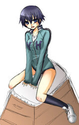  793_(oo793oo) bad_source blush female gym_uniform persona persona_4 shirogane_naoto short_hair solo straddling vaulting_horse 