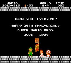  3boys 8-bit ?_block artist_request bad_deviantart_id bad_id crown dress facial_hair female indoors long_hair lowres luigi mario mario_(series) moustache multiple_boys overalls princess princess_peach red_hair red_toad_(mario) super_mario_bros._1 toad_(mario) 