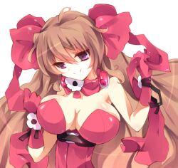  alternate_clothing alternate_costume aoi_kimi breasts brown_hair female female gloves hair_ribbon kyoukai_senjou_no_horizon kyoukaisenjou_no_horizon purple_eyes ribbon smile solo tsuka_(raikousama) 